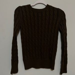 brown long sleeve knitted sweater